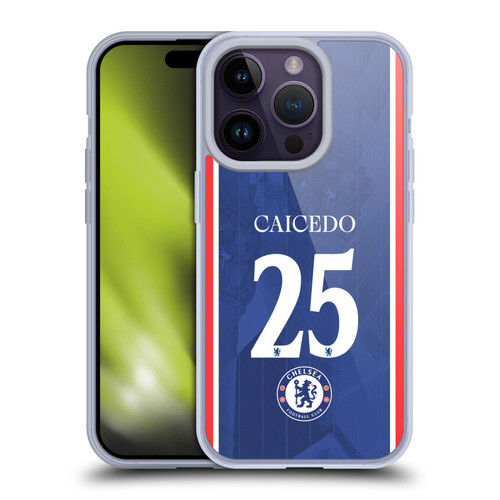 Chelsea Football Club 2025/26 Players Home Kit 1st Group Moisés Caicedo Soft Gel Case for Apple iPhone 14 Pro