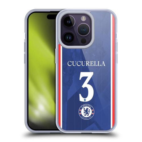 Chelsea Football Club 2025/26 Players Home Kit 1st Group Marc Cucurella Soft Gel Case for Apple iPhone 14 Pro