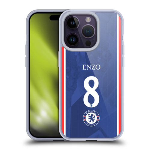 Chelsea Football Club 2025/26 Players Home Kit 1st Group Enzo Fernández Soft Gel Case for Apple iPhone 14 Pro