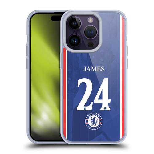 Chelsea Football Club 2025/26 Players Home Kit 1st Group Reece James Soft Gel Case for Apple iPhone 14 Pro