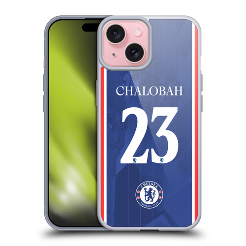 Chelsea Football Club 2025/26 Players Home Kit 1st Group Trevoh Chalobah Soft Gel Case for Apple iPhone 15