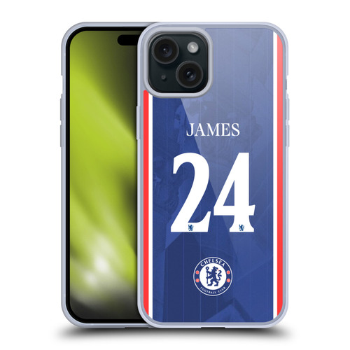 Chelsea Football Club 2025/26 Players Home Kit 1st Group Reece James Soft Gel Case for Apple iPhone 15 Plus
