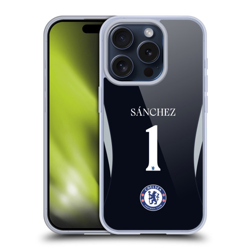 Chelsea Football Club 2025/26 Players Home Kit 1st Group Robert Sánchez Soft Gel Case for Apple iPhone 15 Pro