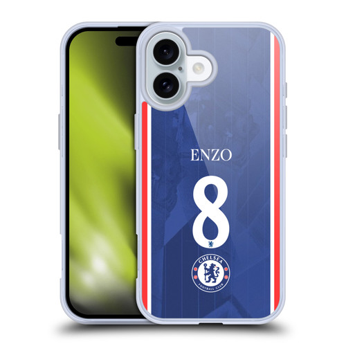 Chelsea Football Club 2025/26 Players Home Kit 1st Group Enzo Fernández Soft Gel Case for Apple iPhone 16