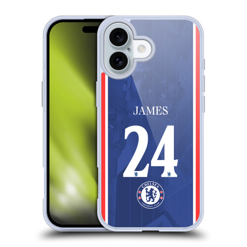 Chelsea Football Club 2025/26 Players Home Kit 1st Group Reece James Soft Gel Case for Apple iPhone 16 Chelsea Football Club 2025/26 Players Home Kit 1st Group Reece James Soft Gel Case for Apple iPhone 16