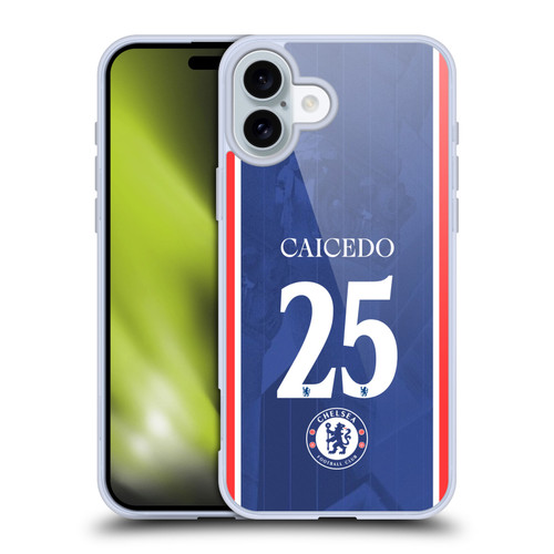 Chelsea Football Club 2025/26 Players Home Kit 1st Group Moisés Caicedo Soft Gel Case for Apple iPhone 16 Plus