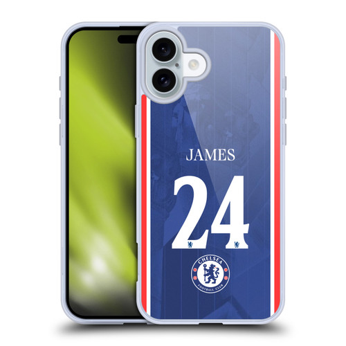Chelsea Football Club 2025/26 Players Home Kit 1st Group Reece James Soft Gel Case for Apple iPhone 16 Plus