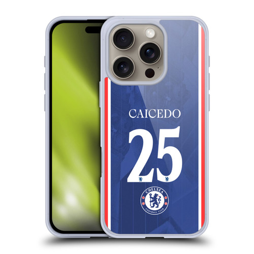 Chelsea Football Club 2025/26 Players Home Kit 1st Group Moisés Caicedo Soft Gel Case for Apple iPhone 16 Pro