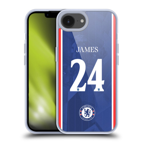 Chelsea Football Club 2025/26 Players Home Kit 1st Group Reece James Soft Gel Case for Apple iPhone 16e