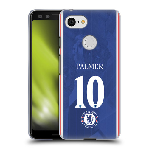 Chelsea Football Club 2025/26 Players Home Kit 1st Group Cole Palmer Soft Gel Case for Google Pixel 3