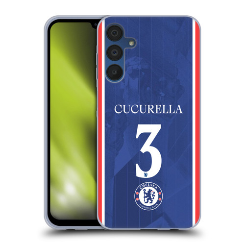 Chelsea Football Club 2025/26 Players Home Kit 1st Group Marc Cucurella Soft Gel Case for Samsung Galaxy A15