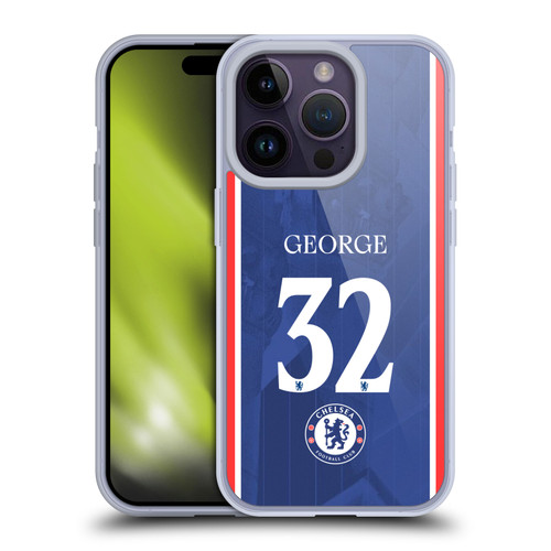Chelsea Football Club 2025/26 Players Home Kit 2nd Group Tyrique George Soft Gel Case for Apple iPhone 14 Pro