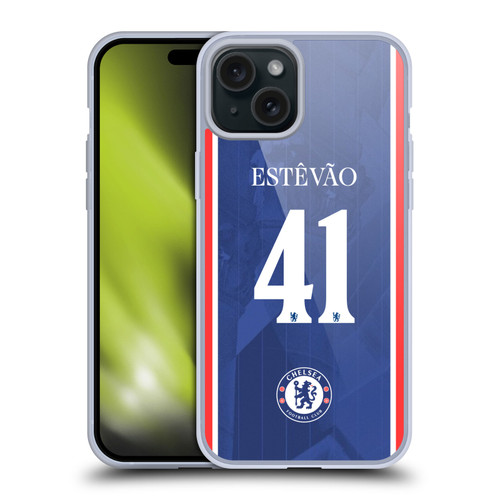 Chelsea Football Club 2025/26 Players Home Kit 2nd Group Estêvão Willian Soft Gel Case for Apple iPhone 15 Plus