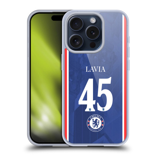 Chelsea Football Club 2025/26 Players Home Kit 2nd Group Roméo Lavia Soft Gel Case for Apple iPhone 15 Pro