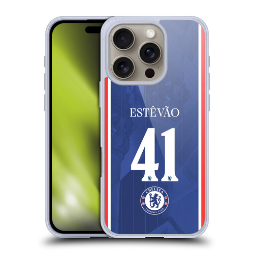 Chelsea Football Club 2025/26 Players Home Kit 2nd Group Estêvão Willian Soft Gel Case for Apple iPhone 16 Pro