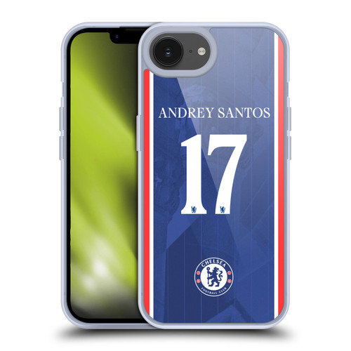 Chelsea Football Club 2025/26 Players Home Kit 2nd Group Andrey Santos Soft Gel Case for Apple iPhone 16e