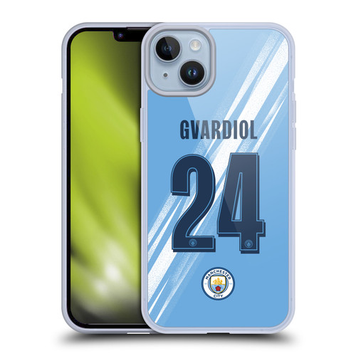 Manchester City Man City FC 2025/26 Players Home Kit 1st Group Josko Gvardiol Soft Gel Case for Apple iPhone 14 Plus