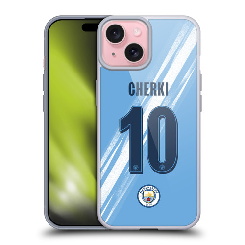 Manchester City Man City FC 2025/26 Players Home Kit 1st Group Rayan Cherki Soft Gel Case for Apple iPhone 15 Manchester City Man City FC 2025/26 Players Home Kit 1st Group Rayan Cherki Soft Gel Case for Apple iPhone 15