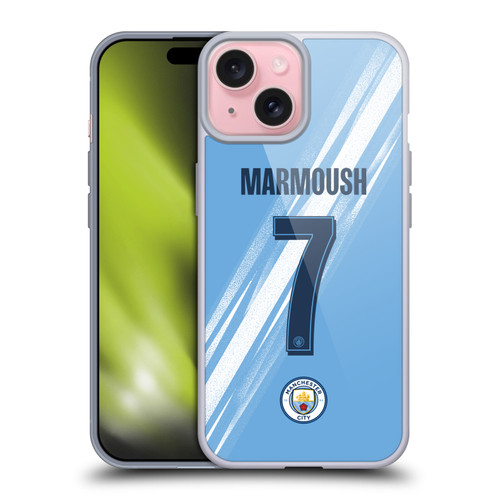 Manchester City Man City FC 2025/26 Players Home Kit 1st Group Omar Marmoush Soft Gel Case for Apple iPhone 15 Manchester City Man City FC 2025/26 Players Home Kit 1st Group Omar Marmoush Soft Gel Case for Apple iPhone 15