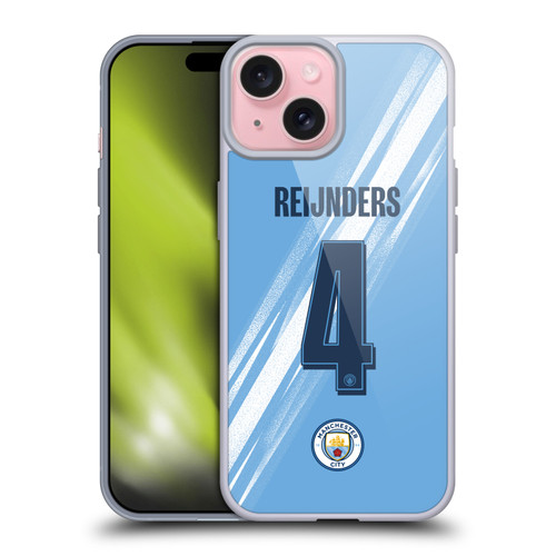 Manchester City Man City FC 2025/26 Players Home Kit 1st Group Tijjani Reijnders Soft Gel Case for Apple iPhone 15