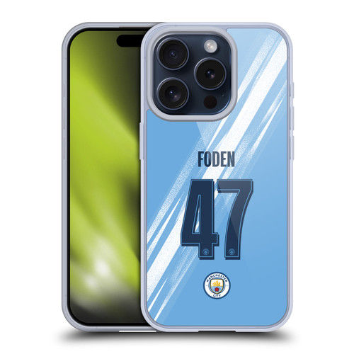 Manchester City Man City FC 2025/26 Players Home Kit 1st Group Phil Foden Soft Gel Case for Apple iPhone 15 Pro