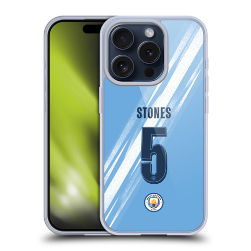 Manchester City Man City FC 2025/26 Players Home Kit 1st Group John Stones Soft Gel Case for Apple iPhone 15 Pro