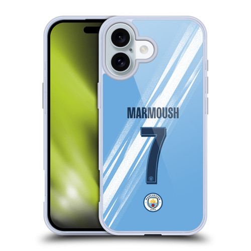 Manchester City Man City FC 2025/26 Players Home Kit 1st Group Omar Marmoush Soft Gel Case for Apple iPhone 16