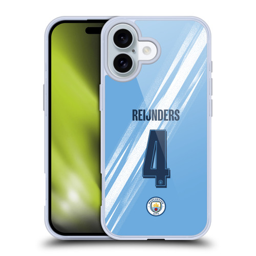 Manchester City Man City FC 2025/26 Players Home Kit 1st Group Tijjani Reijnders Soft Gel Case for Apple iPhone 16