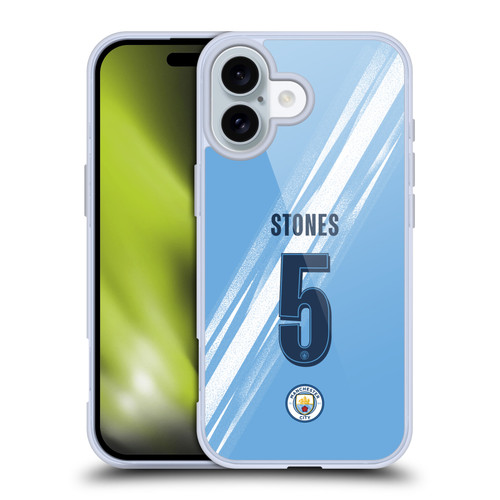 Manchester City Man City FC 2025/26 Players Home Kit 1st Group John Stones Soft Gel Case for Apple iPhone 16