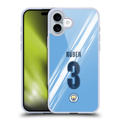 Manchester City Man City FC 2025/26 Players Home Kit 1st Group Rúben Dias Soft Gel Case for Apple iPhone 16 Plus