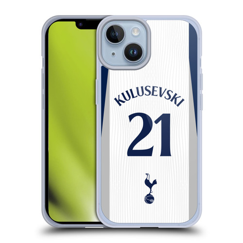 Tottenham Hotspur F.C. 2025/26 Players Home Kit 1st Group Dejan Kulusevski Soft Gel Case for Apple iPhone 14