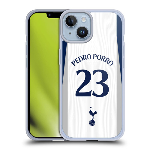 Tottenham Hotspur F.C. 2025/26 Players Home Kit 1st Group Pedro Porro Soft Gel Case for Apple iPhone 14