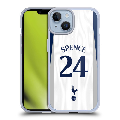 Tottenham Hotspur F.C. 2025/26 Players Home Kit 1st Group Djed Spence Soft Gel Case for Apple iPhone 14