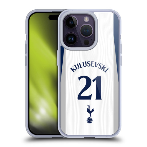Tottenham Hotspur F.C. 2025/26 Players Home Kit 1st Group Dejan Kulusevski Soft Gel Case for Apple iPhone 14 Pro
