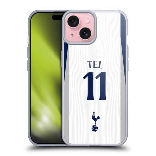 Tottenham Hotspur F.C. 2025/26 Players Home Kit 1st Group Mathys Tel Soft Gel Case for Apple iPhone 15