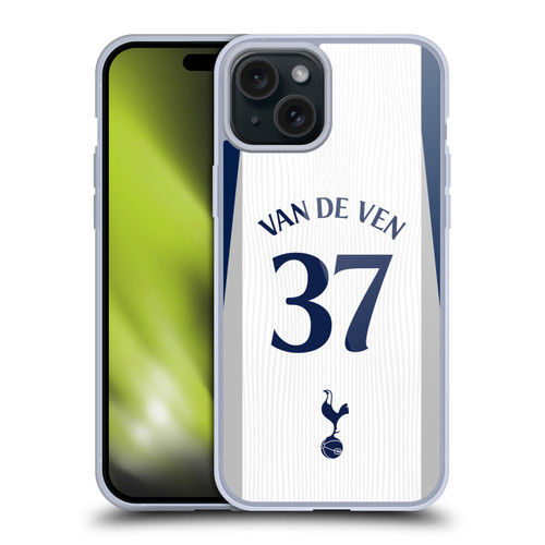 Tottenham Hotspur F.C. 2025/26 Players Home Kit 1st Group Micky van de Ven Soft Gel Case for Apple iPhone 15 Plus