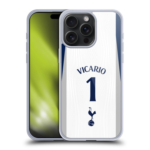 Tottenham Hotspur F.C. 2025/26 Players Home Kit 1st Group Guglielmo Vicario Soft Gel Case for Apple iPhone 15 Pro Max