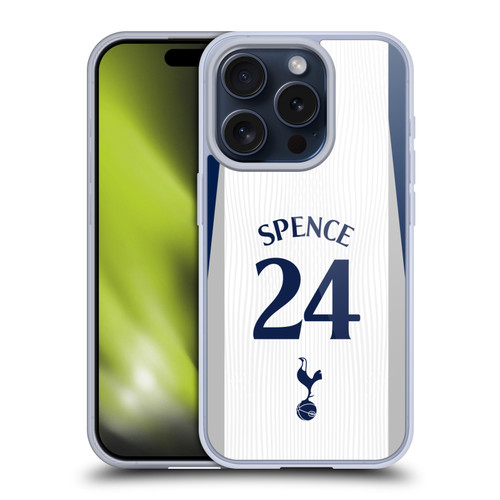 Tottenham Hotspur F.C. 2025/26 Players Home Kit 1st Group Djed Spence Soft Gel Case for Apple iPhone 15 Pro