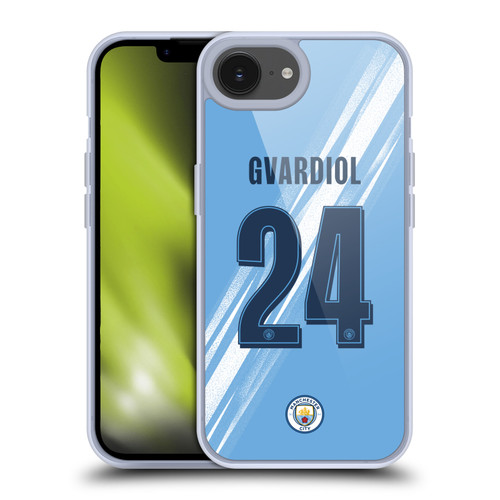 Manchester City Man City FC 2025/26 Players Home Kit 1st Group Josko Gvardiol Soft Gel Case for Apple iPhone 16e