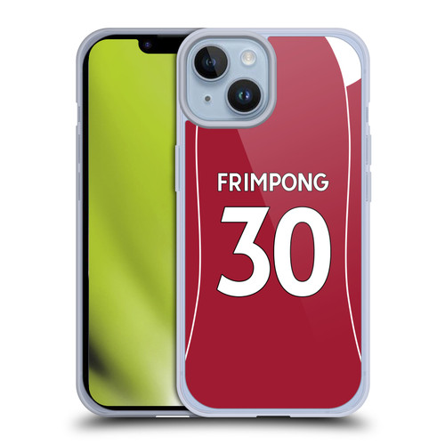 Liverpool Football Club 2025/26 Players Home Kit 1st Group Jeremie Frimpong Soft Gel Case for Apple iPhone 14