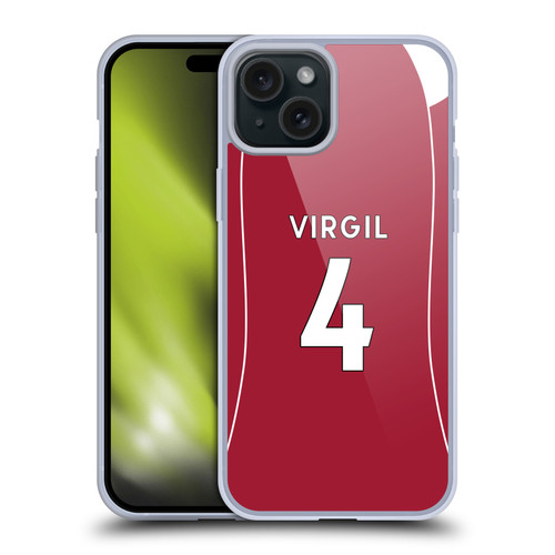 Liverpool Football Club 2025/26 Players Home Kit 1st Group Virgil van Dijk Soft Gel Case for Apple iPhone 15 Plus
