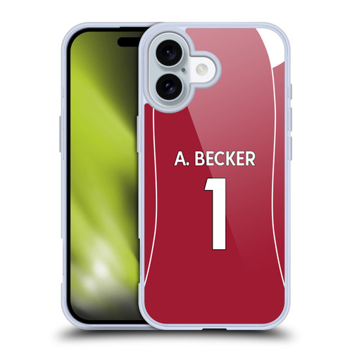 Liverpool Football Club 2025/26 Players Home Kit 1st Group Alisson Becker Soft Gel Case for Apple iPhone 16