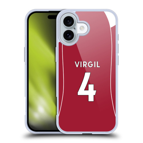 Liverpool Football Club 2025/26 Players Home Kit 1st Group Virgil van Dijk Soft Gel Case for Apple iPhone 16