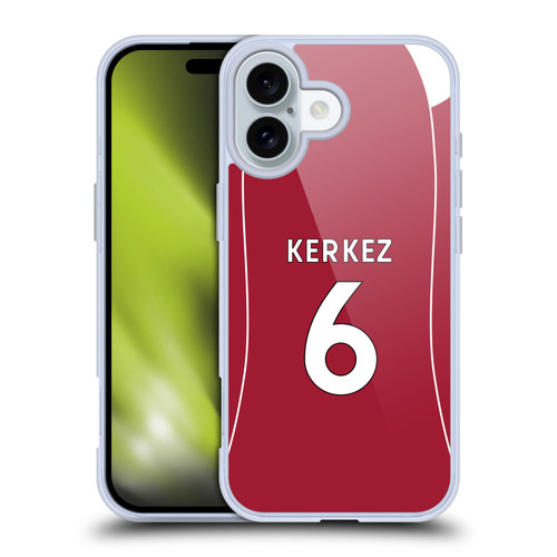 Liverpool Football Club 2025/26 Players Home Kit 1st Group Milos Kerkez Soft Gel Case for Apple iPhone 16