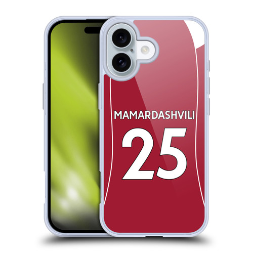 Liverpool Football Club 2025/26 Players Home Kit 1st Group Giorgi Mamardashvili Soft Gel Case for Apple iPhone 16
