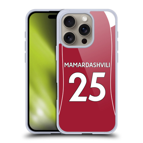 Liverpool Football Club 2025/26 Players Home Kit 1st Group Giorgi Mamardashvili Soft Gel Case for Apple iPhone 16 Pro