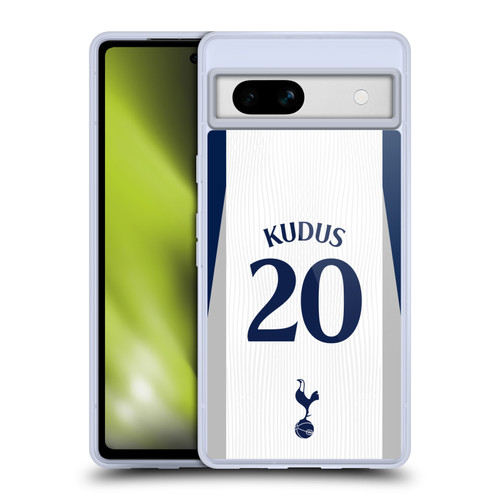 Tottenham Hotspur F.C. 2025/26 Players Home Kit 1st Group Mohammed Kudus Soft Gel Case for Google Pixel 7a