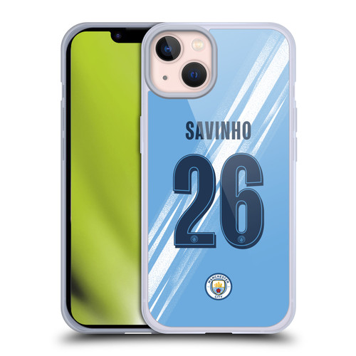 Manchester City Man City FC 2025/26 Players Home Kit 2nd Group Savinho Soft Gel Case for Apple iPhone 13