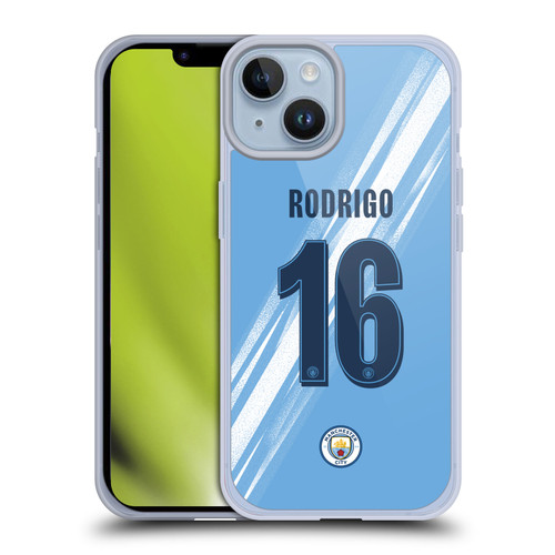 Manchester City Man City FC 2025/26 Players Home Kit 2nd Group Rodrigo Soft Gel Case for Apple iPhone 14