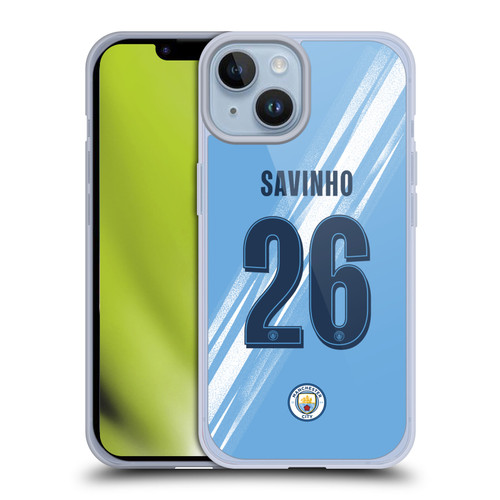 Manchester City Man City FC 2025/26 Players Home Kit 2nd Group Savinho Soft Gel Case for Apple iPhone 14